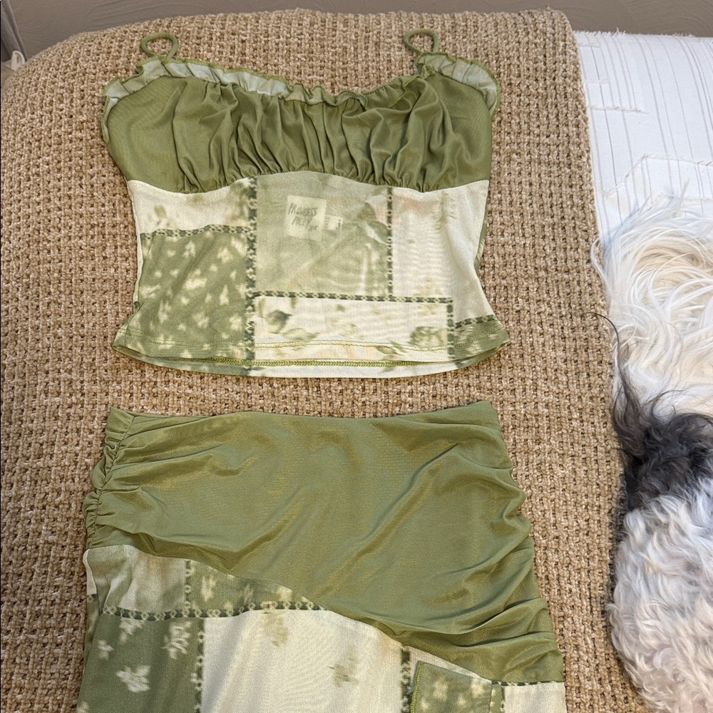 Princess Polly Olive Green Patchwork Midi Skirt Set